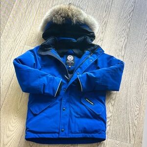 Canada Goose Kids Royal Blue Puffer with Fur Hood